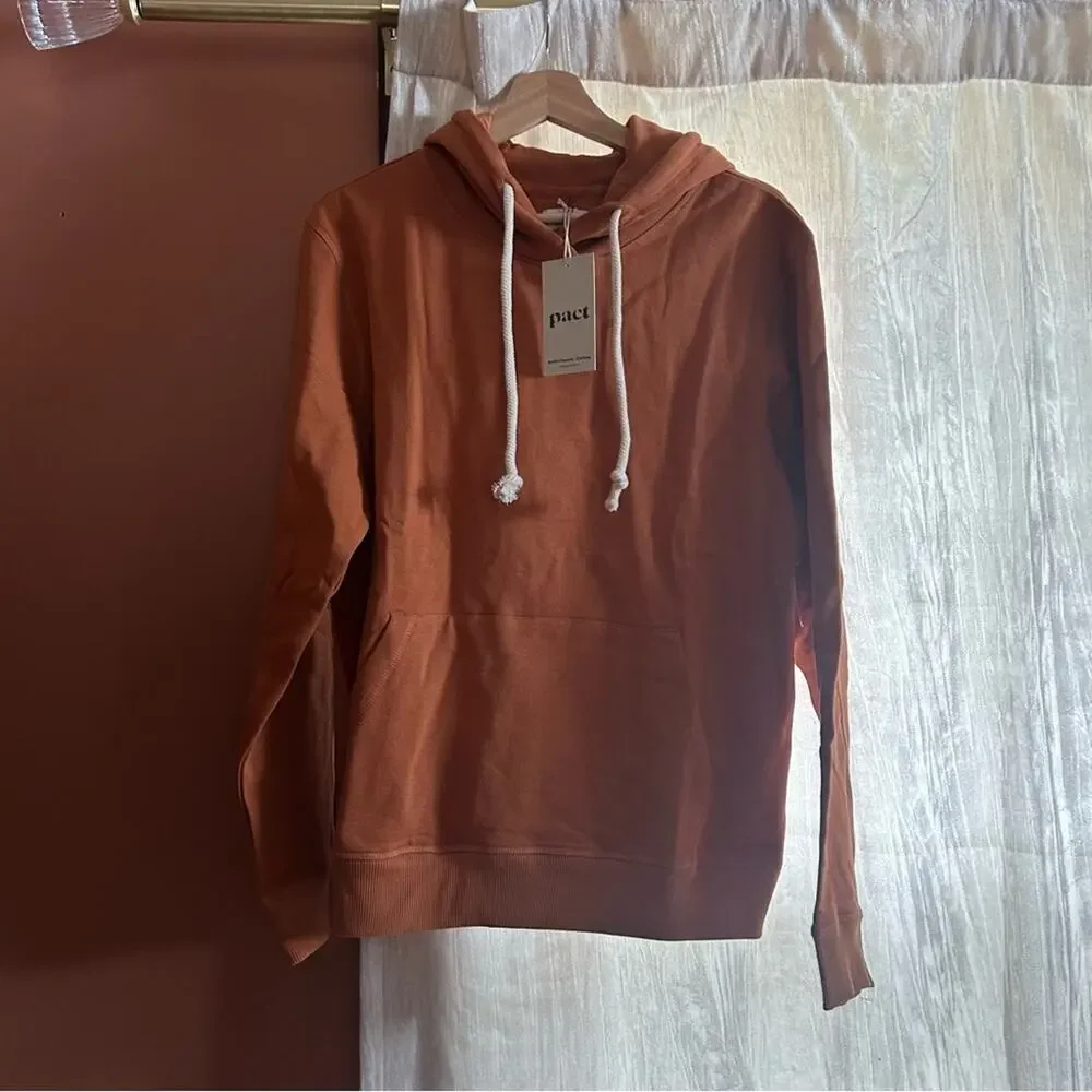 Pact Lounge Pullover Hoodie Sweatshirt Unisex One For All Amber Brown NWT Size M - Picture 1 of 5